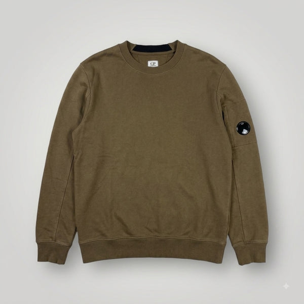 Sweat-shirt kaki Secondstore C.P. Company en coton avec col rond et poche zippée à lentille sur la manche gauche
