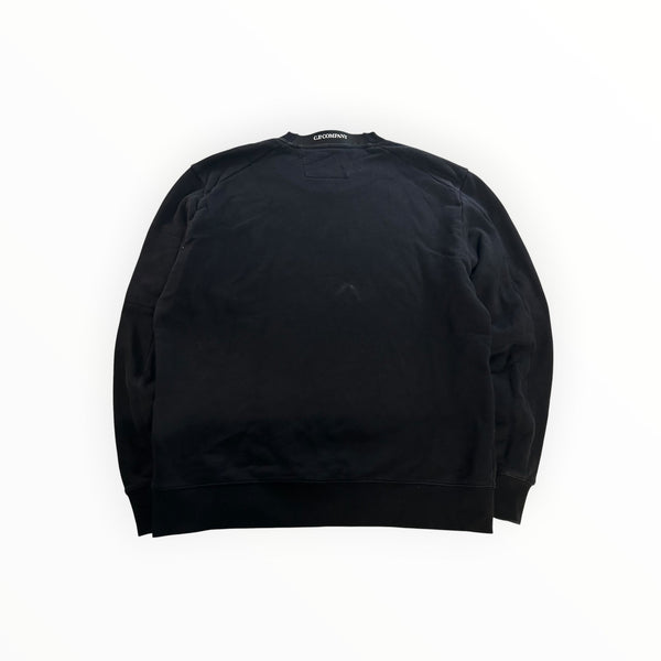 Sweat-shirt noir à col rond Secondstore en coton avec logo C.P. Company discret au niveau de la nuque
