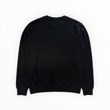 Sweat-shirt noir à col rond Secondstore en coton avec finitions côtelées, vue arrière sur fond blanc.