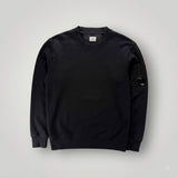 Sweat-shirt noir Secondstore C.P. Company en coton avec col rond et lentille emblématique sur la manche gauche