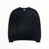 Sweat-shirt noir Secondstore C.P. Company en coton avec col rond et lentille emblématique sur la manche gauche