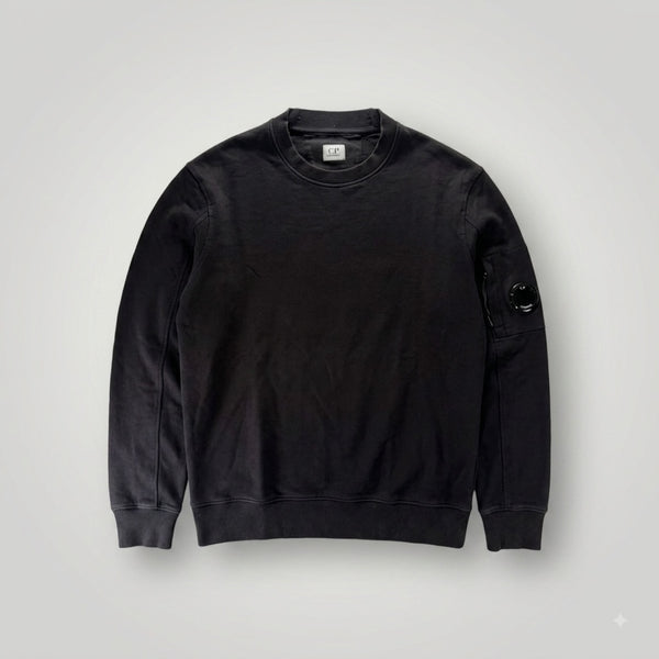Sweat-shirt noir Secondstore C.P. Company en coton avec col rond et poche zippée à lentille sur la manche