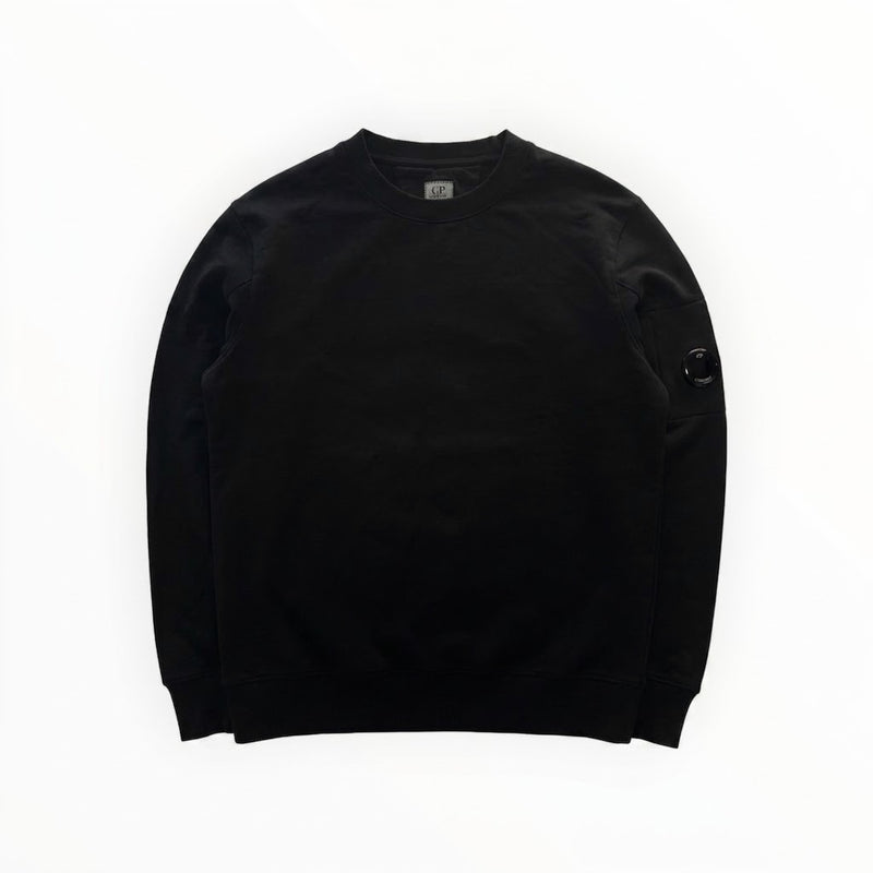 Sweat-shirt noir Secondstore C.P. Company en coton avec col rond et poche zippée à lentille sur la manche