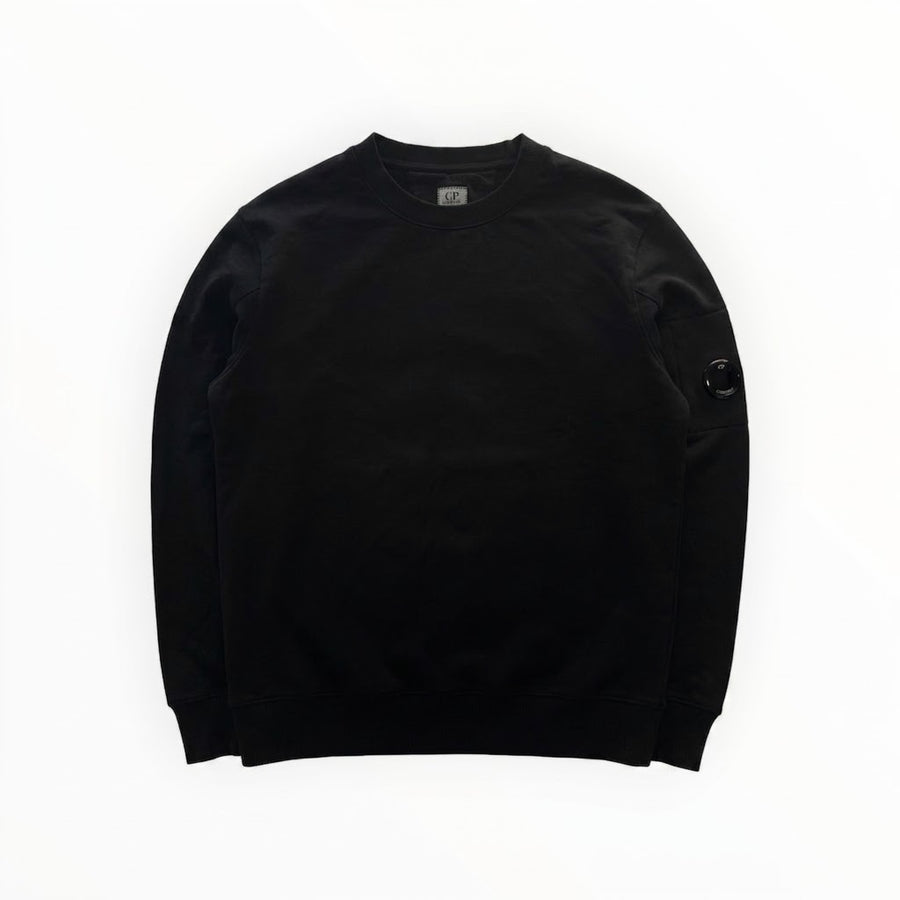 Sweat-shirt noir Secondstore C.P. Company en coton avec col rond et poche zippée à lentille sur la manche