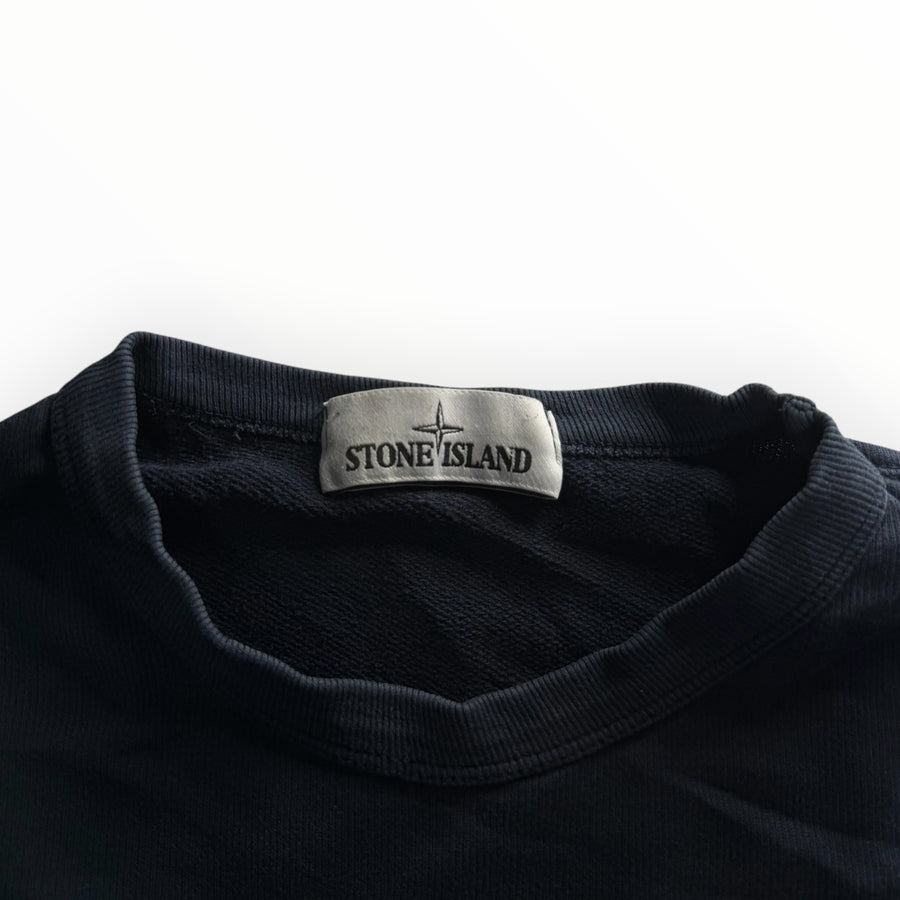 Sweat-shirt noir Secondstore Stone Island en coton avec col rond et étiquette de marque intérieure