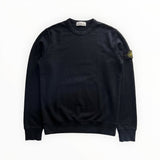 Sweat-shirt noir Secondstore Stone Island en coton avec col rond et badge signature amovible sur la manche gauche