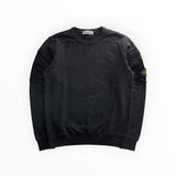 Sweat-shirt noir Secondstore Stone Island en coton avec col rond, empiècements techniques et écusson sur la manche