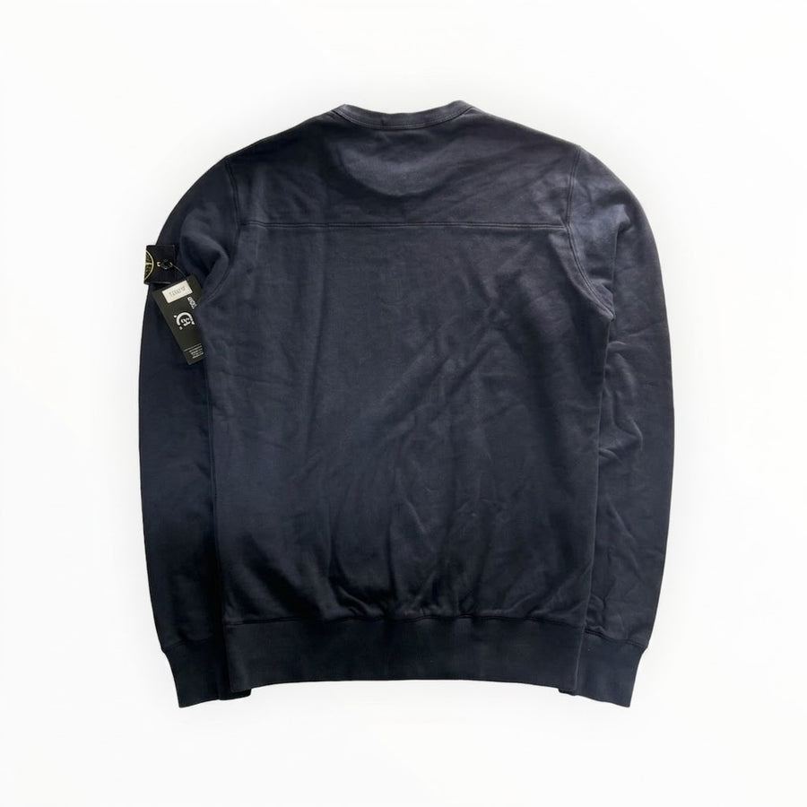 Sweat-shirt noir Secondstore Stone Island en coton avec badge signature sur la manche et finitions côtelées