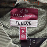 Étiquette intérieure Secondstore d'un sweat-shirt Parajumpers en coton vert olive avec logo PJS et taille S