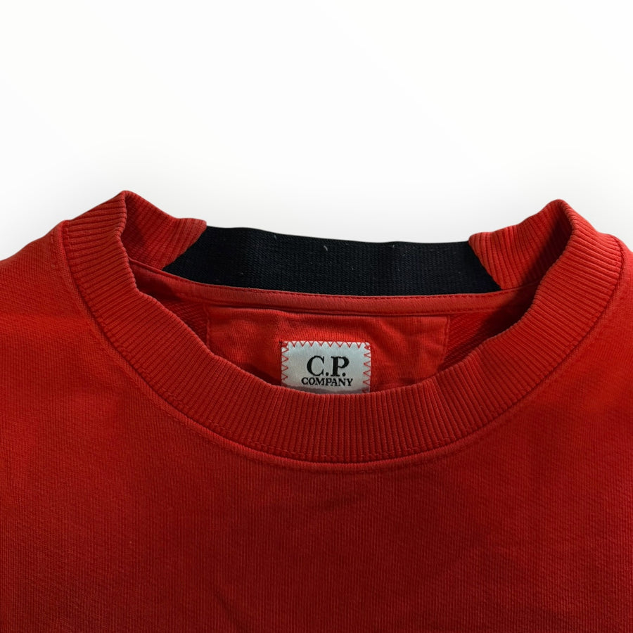 Sweat-shirt rouge Secondstore C.P. Company en coton avec col rond côtelé et étiquette de marque visible