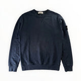 Sweat-shirt Secondstore Stone Island bleu marine en coton avec col rond et badge boussole emblématique sur la manche