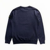 Sweat-shirt Secondstore Stone Island bleu marine en coton avec badge boussole emblématique sur la manche gauche