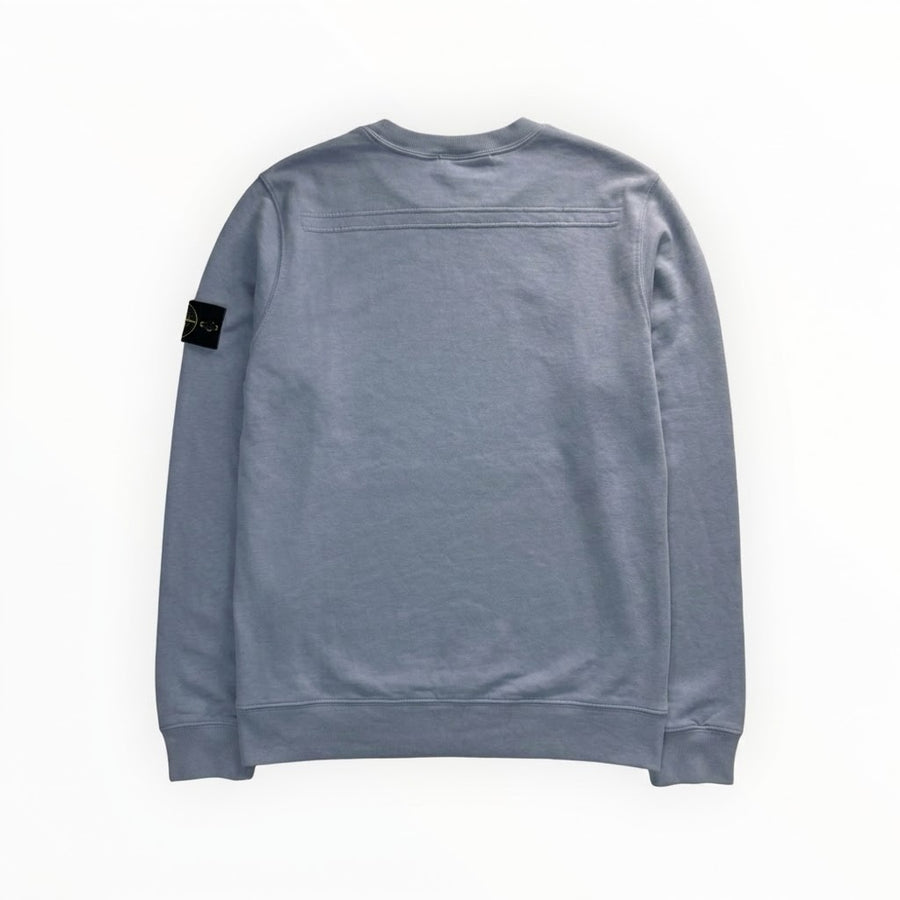 Sweat-shirt Secondstore Stone Island bleu ciel en coton avec badge boussole emblématique sur la manche