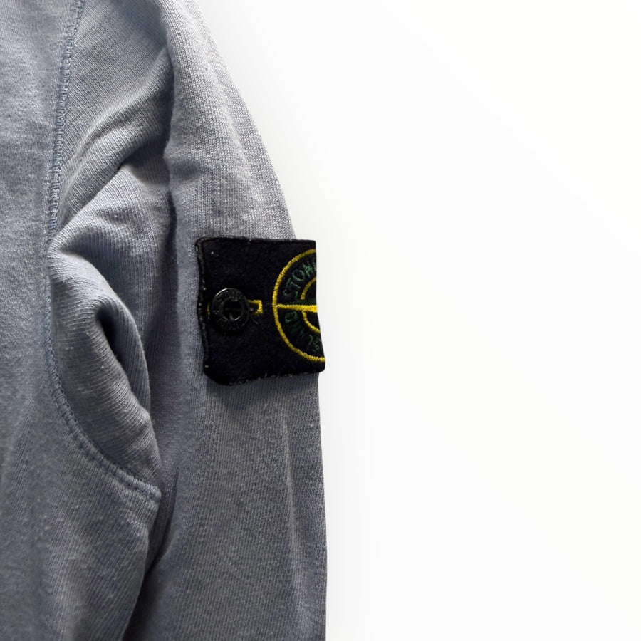 Sweat-shirt Secondstore Stone Island bleu ciel en coton avec badge boussole emblématique sur la manche