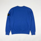 Sweat-shirt Secondstore Stone Island bleu électrique en coton avec badge boussole emblématique sur la manche gauche