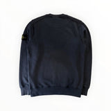Sweat-shirt à col rond Secondstore Stone Island en coton bleu marine avec écusson signature sur la manche gauche