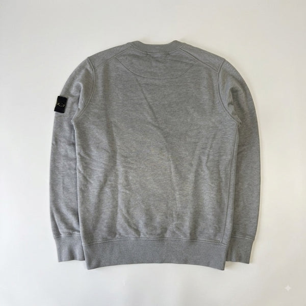 Sweat-shirt Secondstore Stone Island gris chiné en coton avec badge Compass emblématique sur la manche