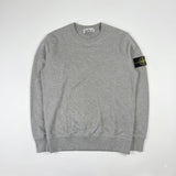 Sweat-shirt Secondstore Stone Island gris chiné en coton avec badge Compass emblématique sur la manche gauche