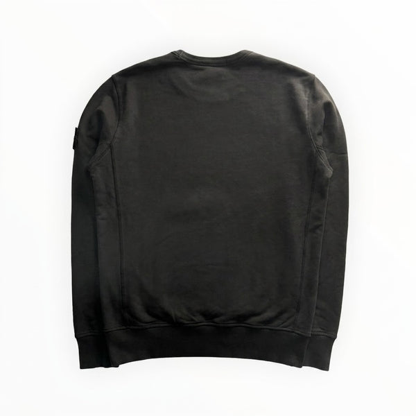 Vue arrière du sweat-shirt Secondstore Stone Island en coton gris anthracite avec finitions côtelées
