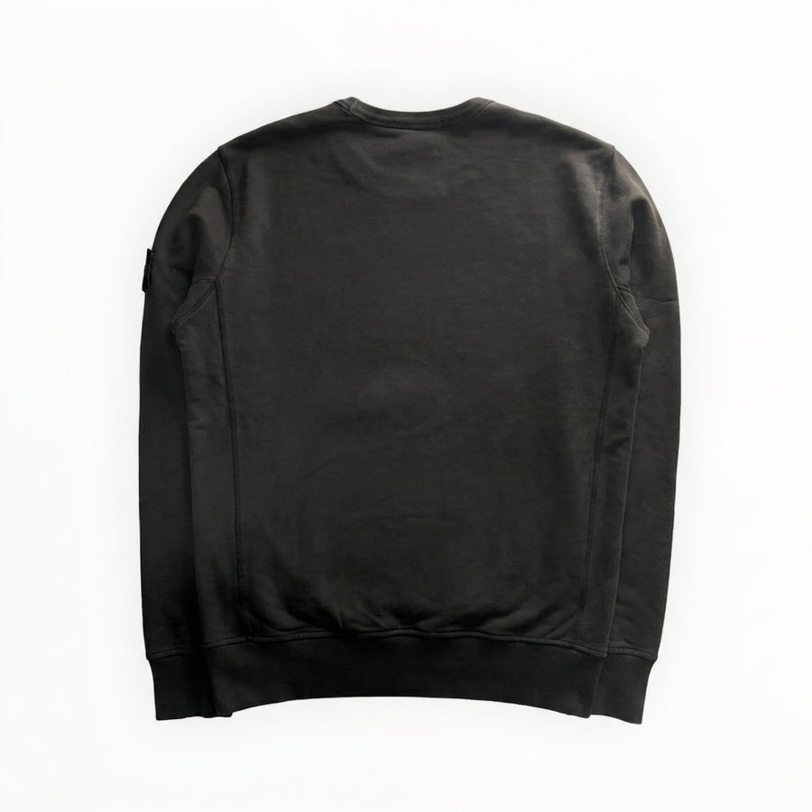 Vue arrière du sweat-shirt Secondstore Stone Island en coton gris anthracite avec finitions côtelées