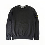 Sweat-shirt Secondstore Stone Island gris anthracite en coton avec badge boussole amovible sur la manche