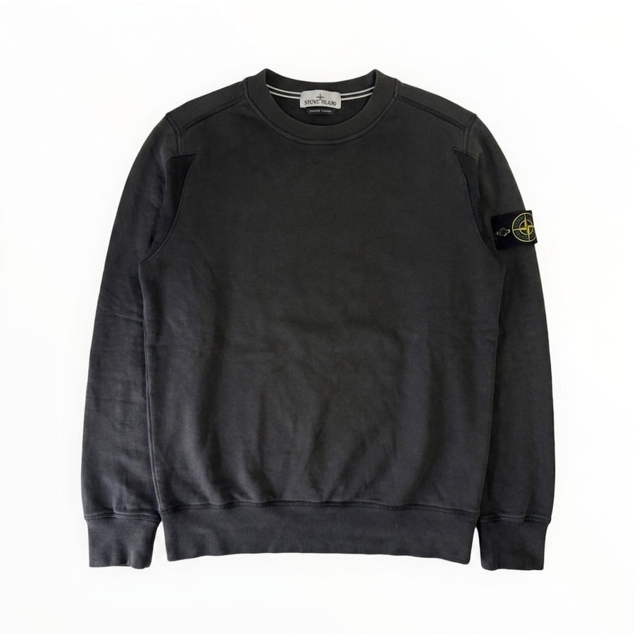 Sweat-shirt Secondstore Stone Island gris anthracite en coton avec badge boussole amovible sur la manche
