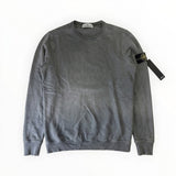 Sweat-shirt Secondstore Stone Island gris à col rond en coton avec badge signature amovible sur la manche gauche