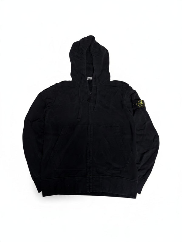 Sweat zippé à capuche Stone Island noir - face
