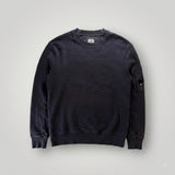 Sweatshirt noir en coton Secondstore avec col rond et poche zippée à lentille emblématique sur la manche