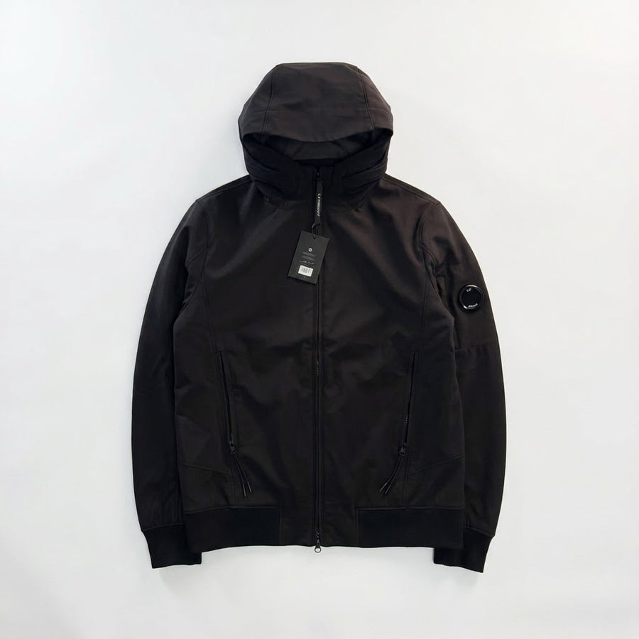 Veste à capuche noire Secondstore C.P. Company en tissu technique Soft Shell avec badge emblématique sur la manche