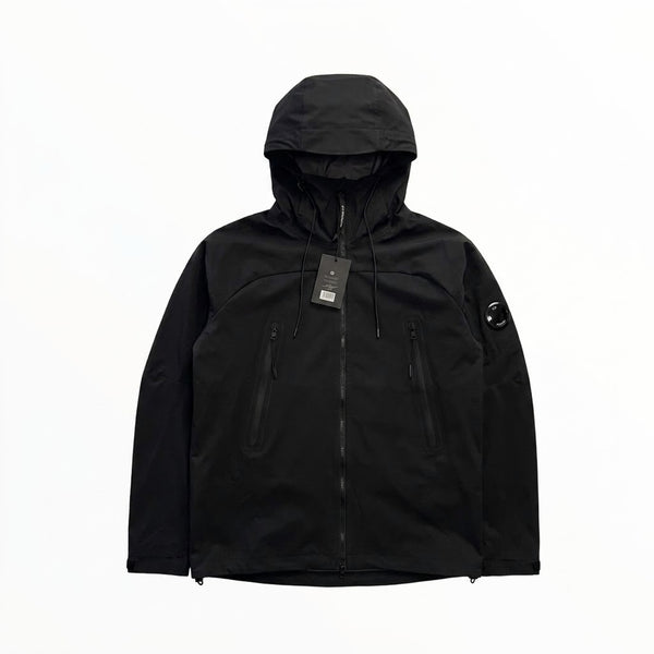 Veste à capuche noire Secondstore C.P. Company en tissu technique Pro-Tek avec lentille emblématique sur la manche