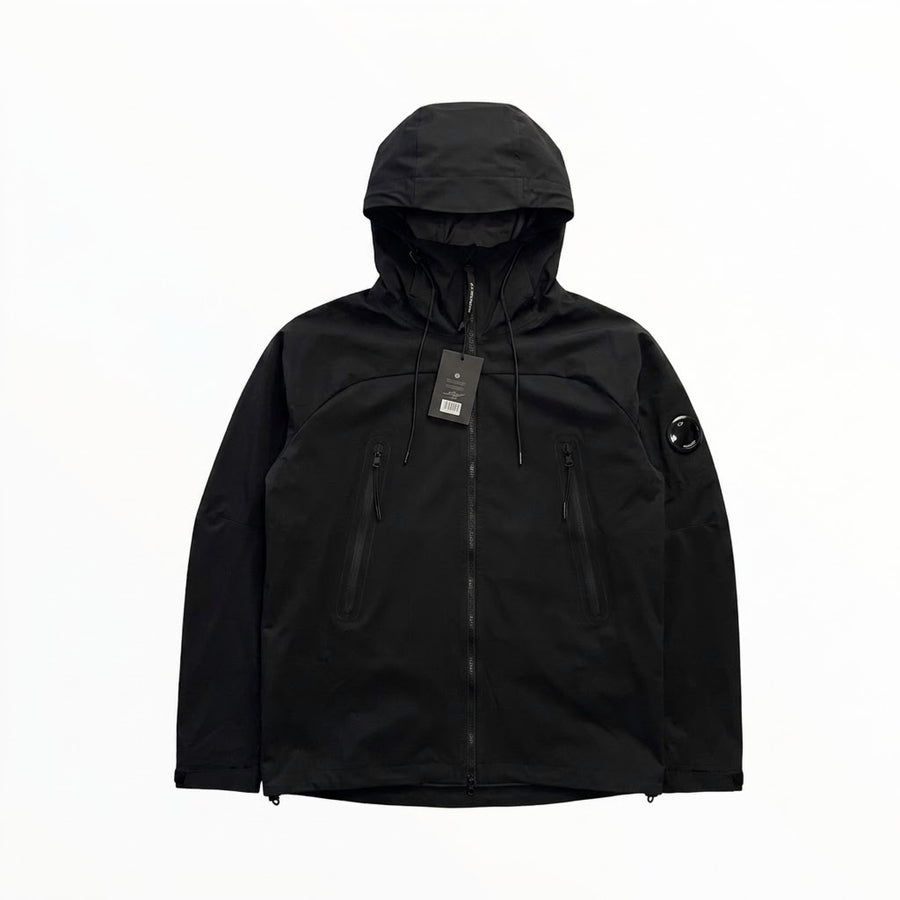 Veste à capuche noire Secondstore C.P. Company en tissu technique Pro-Tek avec lentille emblématique sur la manche