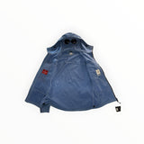 Veste Goggle Jacket Secondstore bleue en tissu technique Shell-R avec capuche à lunettes intégrées et doublure polaire
