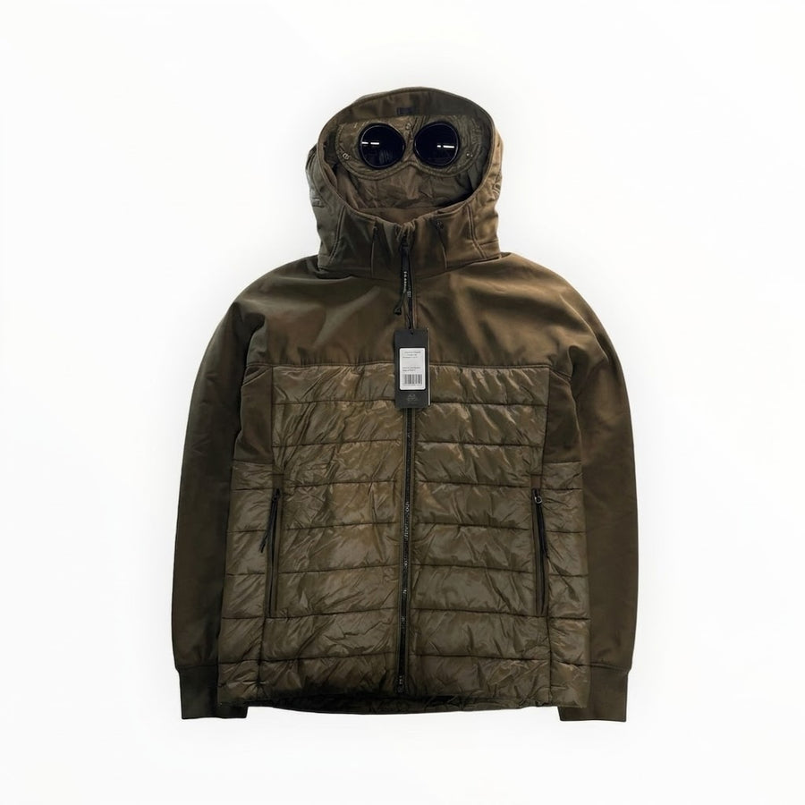 Veste hybride kaki Secondstore C.P. Company avec capuche Goggle iconique et empiècements matelassés