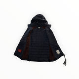 Intérieur de la veste Goggle Jacket Secondstore C.P. Company noire avec doublure matelassée et étiquette C.P. Shell