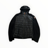 Veste hybride noire à capuche Secondstore Parajumpers avec panneaux matelassés et manches en maille technique