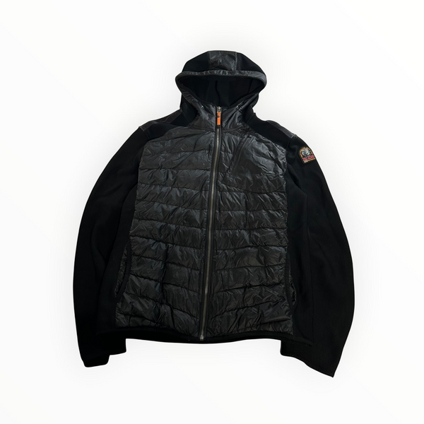 Veste hybride noire à capuche Secondstore Parajumpers avec panneaux matelassés et manches en maille technique