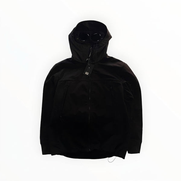 Veste noire Secondstore C.P. Company Goggle Jacket en soft shell avec capuche à lunettes intégrées