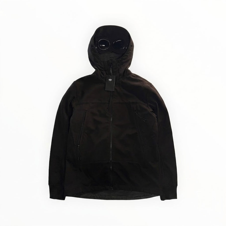 Veste soft shell noire Secondstore C.P. Company avec capuche iconique intégrant des lunettes de protection