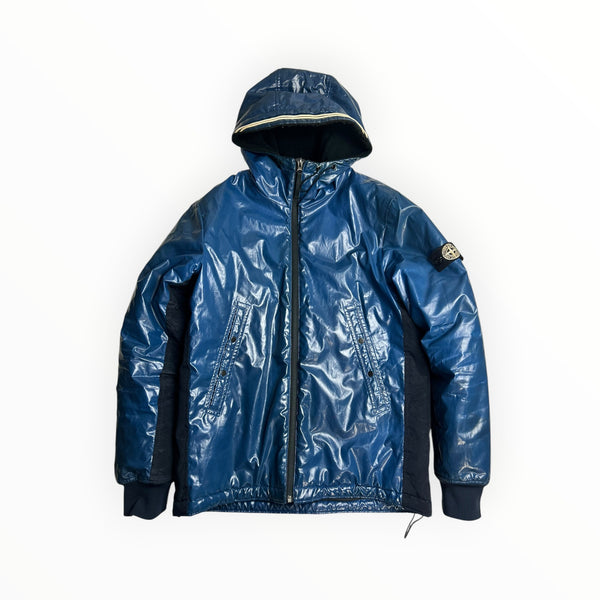 Veste Stone Island Junior Ice Jacket bleue à capuche 14 ans - face