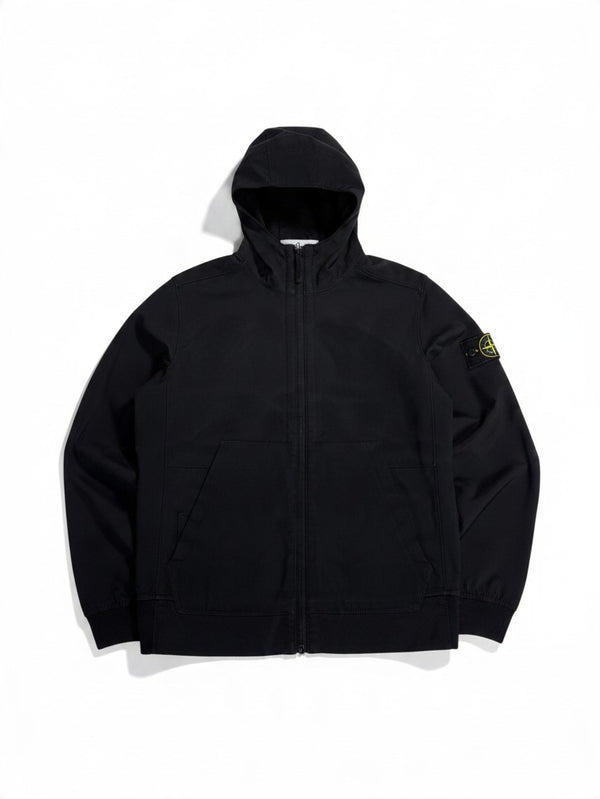 Veste Stone Island Light Soft Shell-R noire à capuche - face