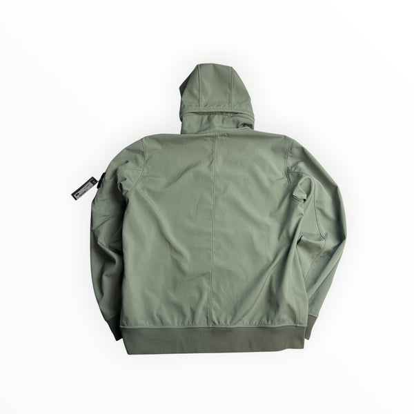 Veste Stone Island Light Soft Shell-R vert clair à capuche
