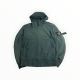 Veste Stone Island Soft Shell-R kaki foncé à capuche