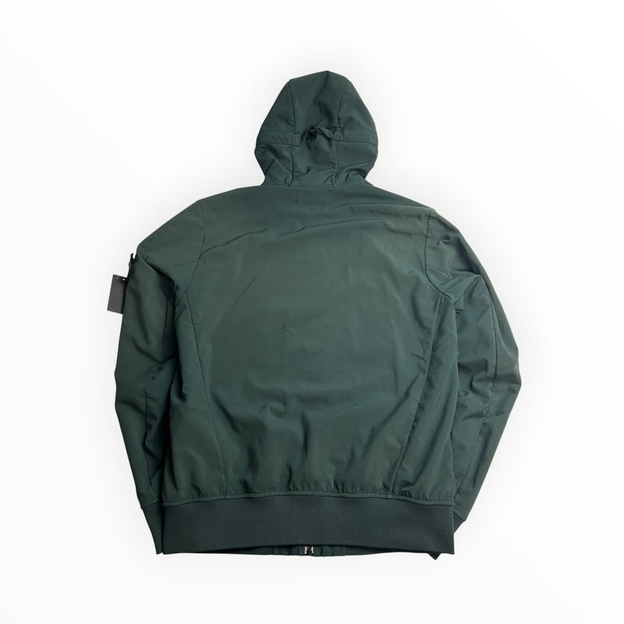 Veste Stone Island Soft Shell-R kaki foncé à capuche