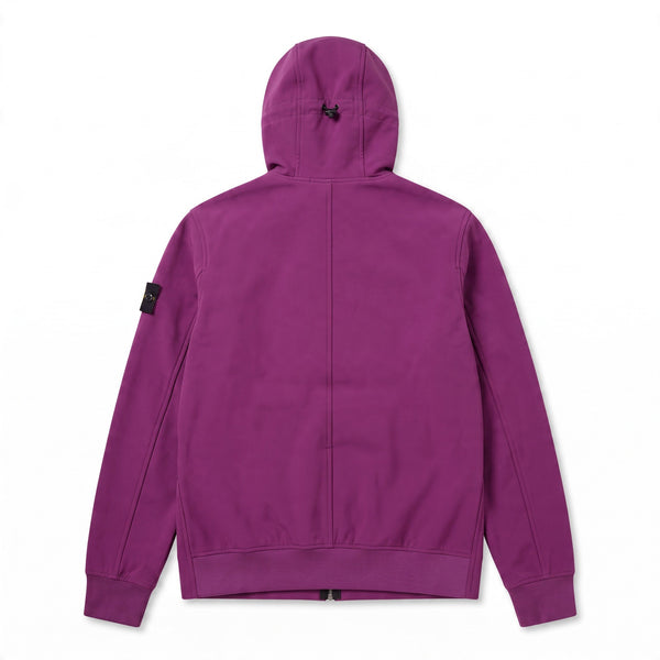 Veste Stone Island Soft Shell-R mauve à capuche