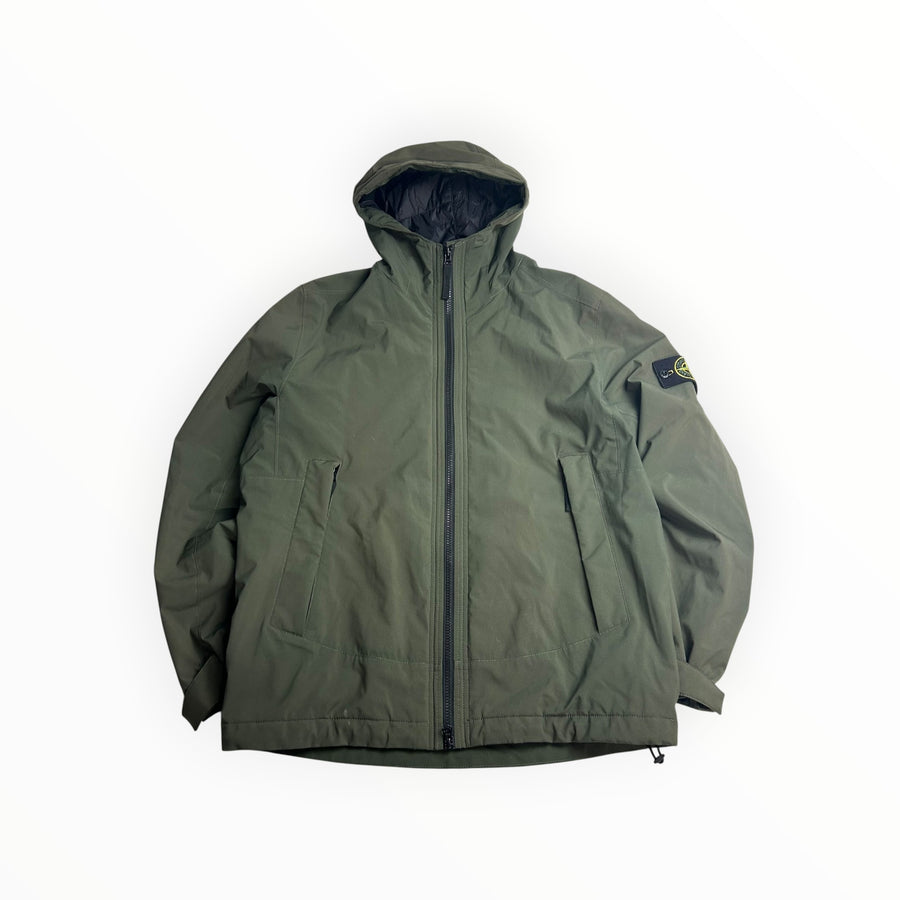 Veste Stone Island Soft Shell-R Primaloft kaki à capuche