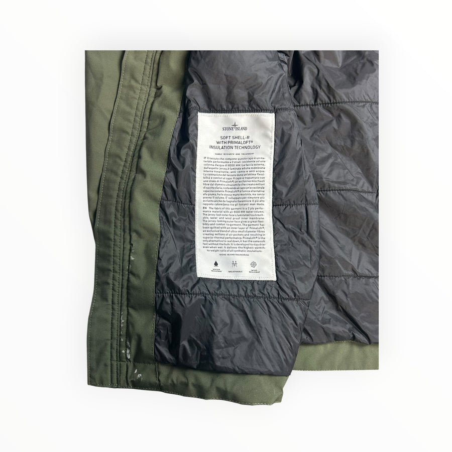 Veste Stone Island Soft Shell-R Primaloft kaki à capuche