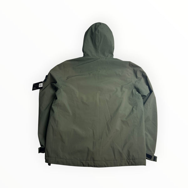 Veste Stone Island Soft Shell-R Primaloft kaki à capuche
