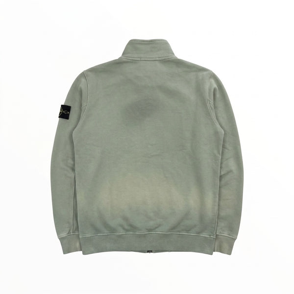 Veste zippée Secondstore Stone Island en coton vert sauge avec col montant et badge boussole sur la manche